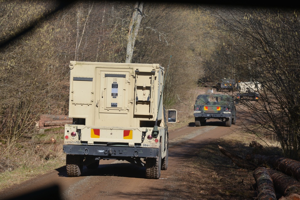 504th Signal Company, 16th Special Troops Battalion  conducts convoy training at the Baumholder Local Training Area, Baumholder, Germany