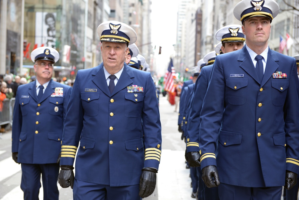 Coast Guard members march in NYC’s 254th St. Patrick’s Day Parade