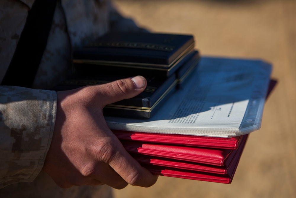 2nd Transportation Support Battalion Marine are awarded for participating in Operation Rolling Thunder