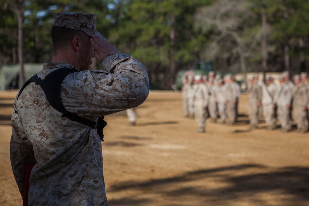 2nd Transportation Support Battalion Marines are awarded for participating in Operation Rolling Thunder