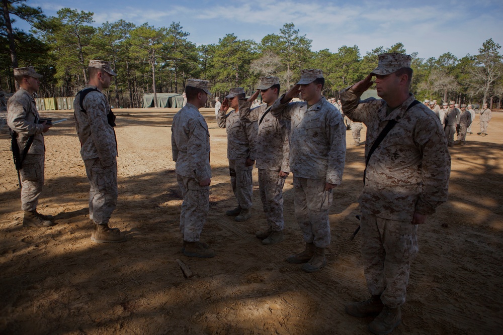 2nd Transportation Support Battalion Marine are awarded for participating in Operation Rolling Thunder