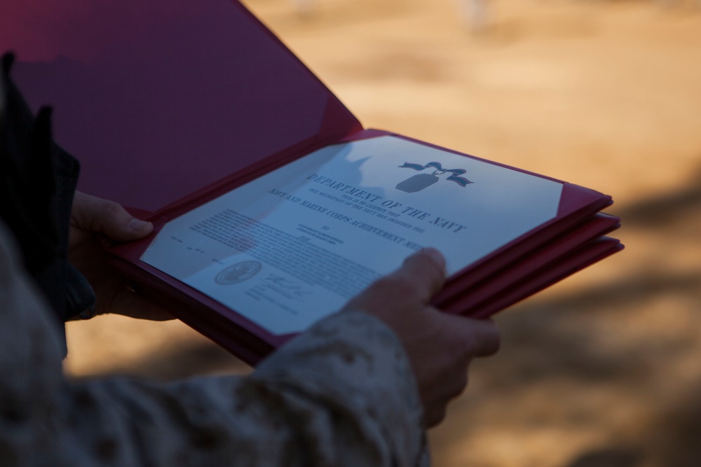 2nd Transportation Support Battalion Marine are awarded for participating in Operation Rolling Thunder