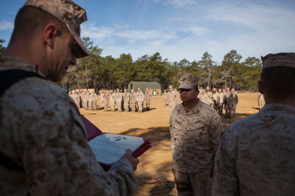 2nd Transportation Support Battalion Marine are awarded for participating in Operation Rolling Thunder