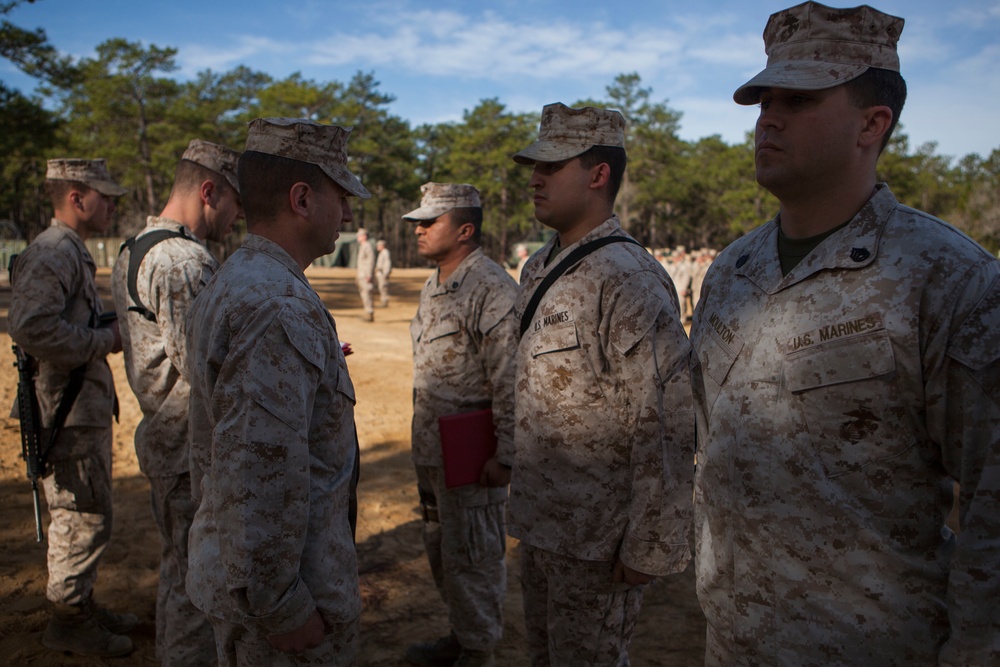 2nd Transportation Support Battalion Marine are awarded for participating in Operation Rolling Thunder