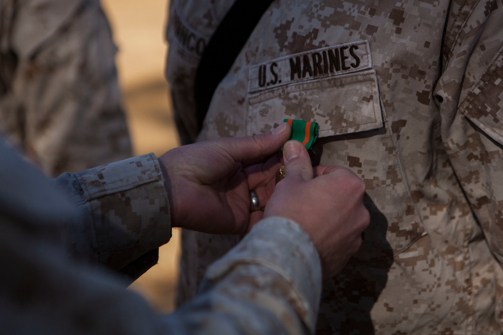 2nd Transportation Support Battalion Marine are awarded for participating in Operation Rolling Thunder