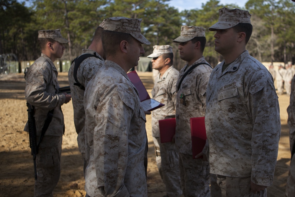 2nd Transportation Support Battalion Marine are awarded for participating in Operation Rolling Thunder