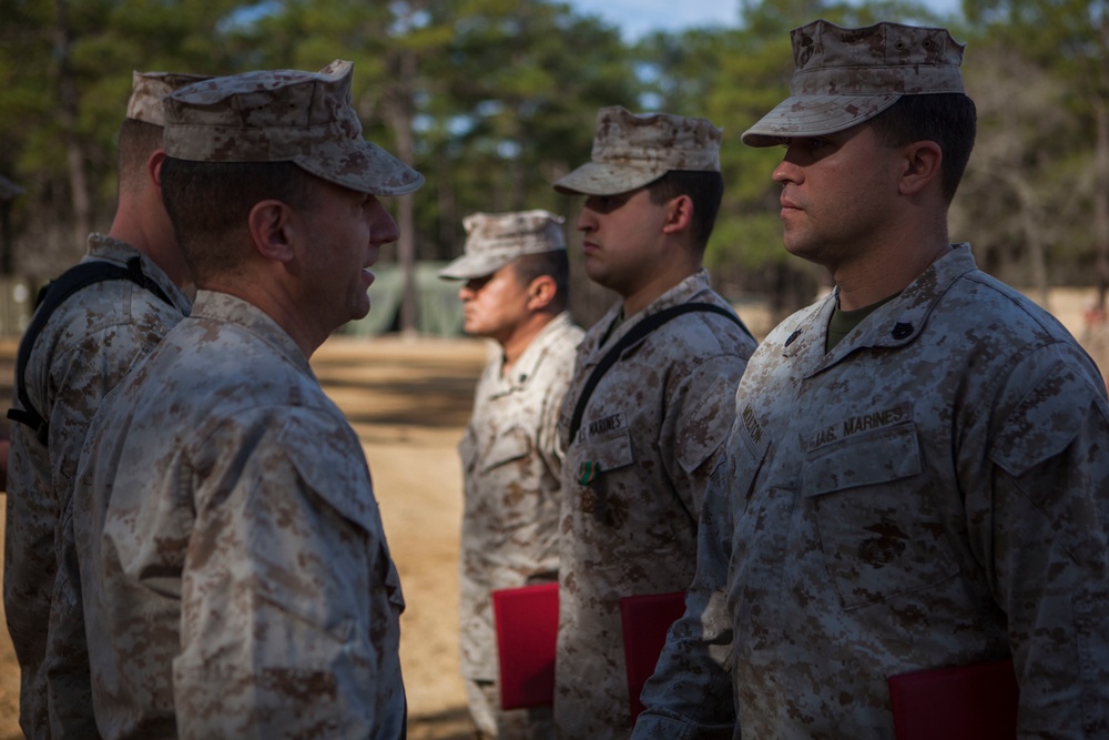 2nd Transportation Support Battalion Marine are awarded for participating in Operation Rolling Thunder