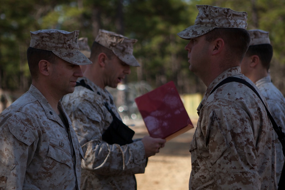 2nd Transportation Support Battalion Marine are awarded for participating in Operation Rolling Thunder