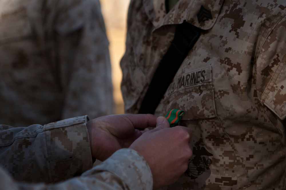 2nd Transportation Support Battalion Marine are awarded for participating in Operation Rolling Thunder