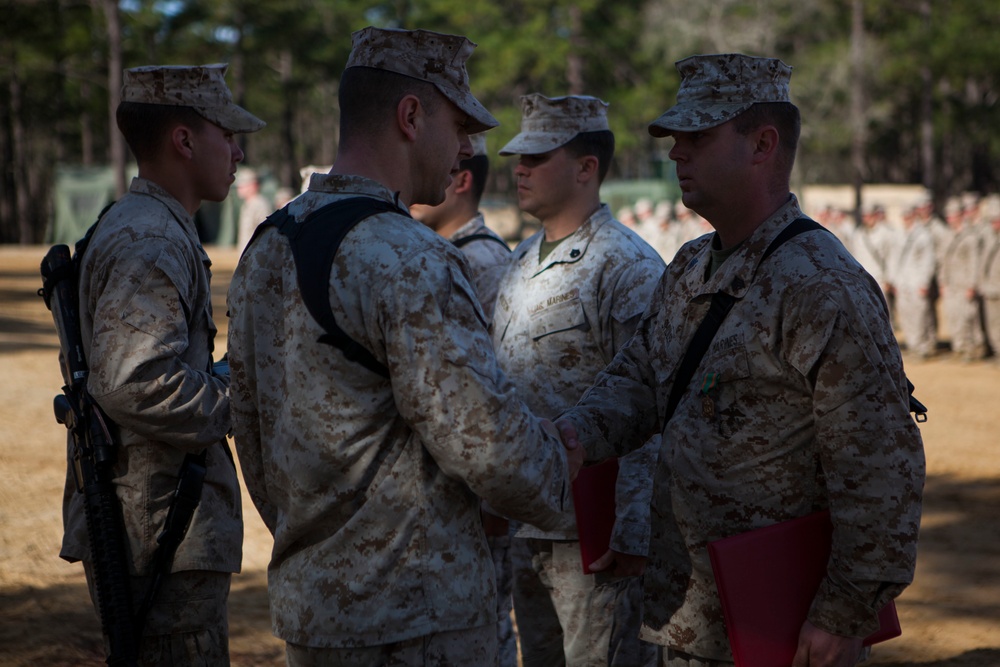 2nd Transportation Support Battalion Marine are awarded for participating in Operation Rolling Thunder