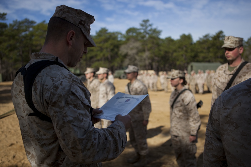 2nd Transportation Support Battalion Marine are awarded for participating in Operation Rolling Thunder