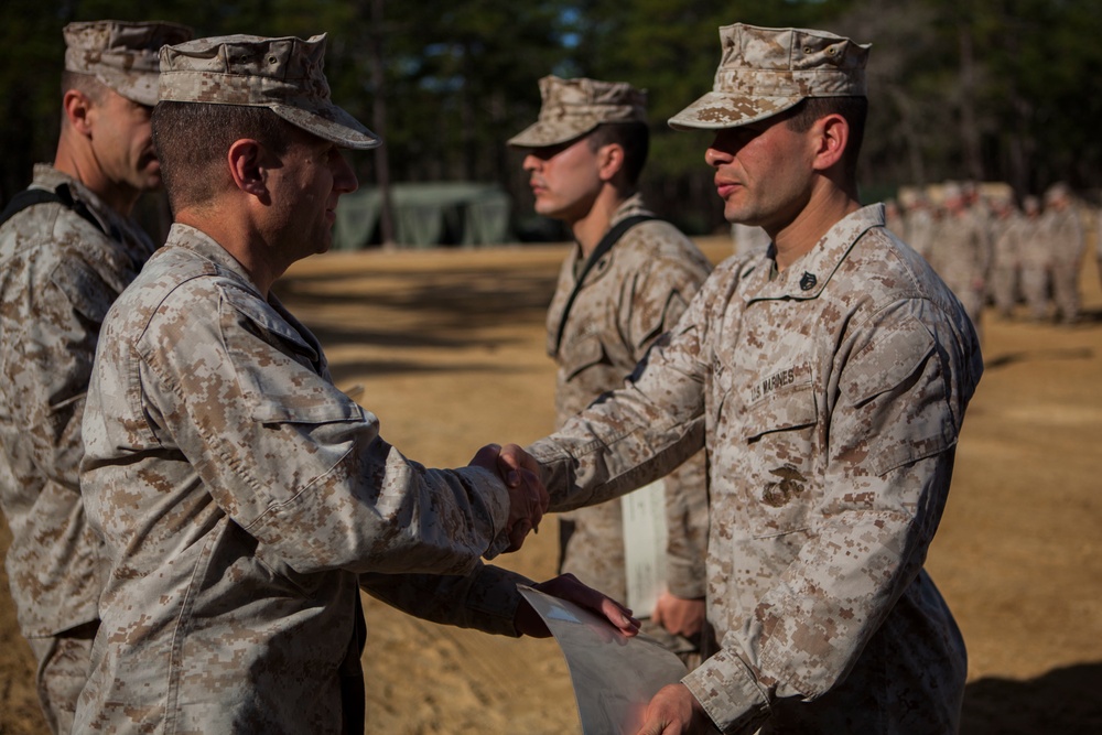 2nd Transportation Support Battalion Marines are awarded for participating in Operation Rolling Thunder