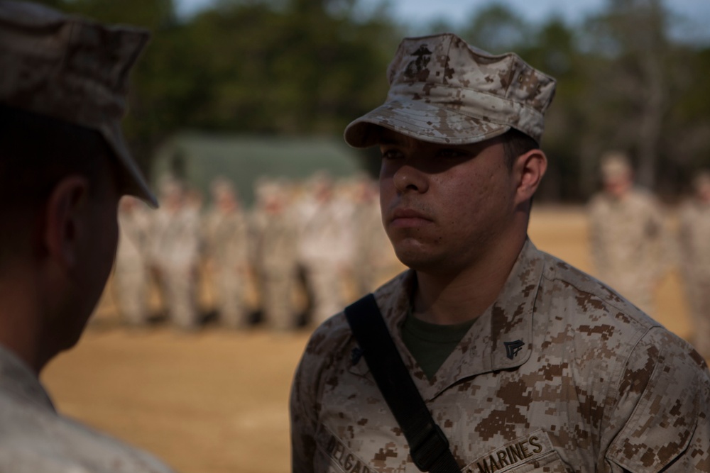 2nd Transportation Support Battalion Marines are awarded for participating in Operation Rolling Thunder