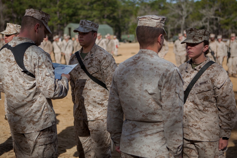 2nd Transportation Support Battalion Marines are awarded for participating in Operation Rolling Thunder