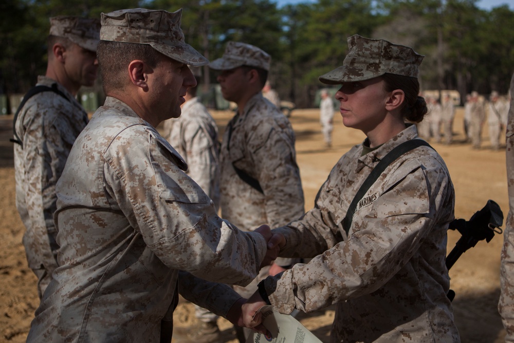 2nd Transportation Support Battalion Marine are awarded for participating in Operation Rolling Thunder