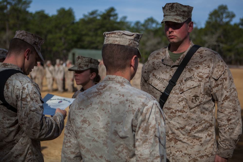 2nd Transportation Support Battalion Marine are awarded for participating in Operation Rolling Thunder