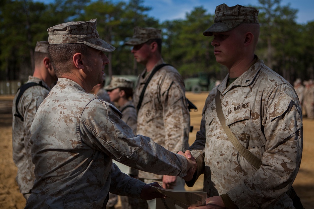 2d Transportation Support Battalion Marines are awarded for participating in Operation Rolling Thunder