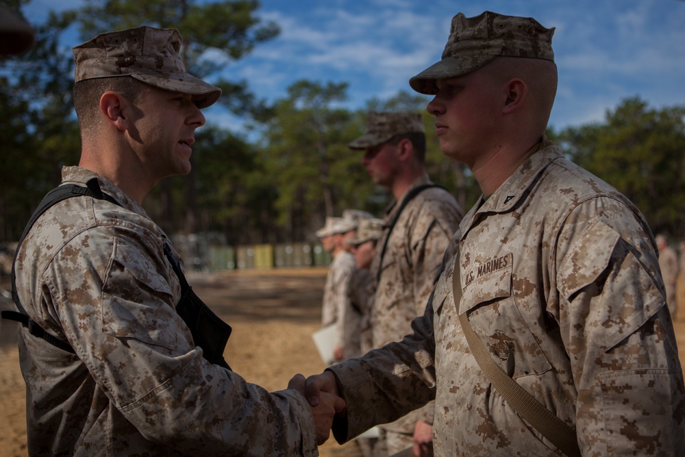 2d Transportation Support Battalion Marines are awarded for participating in Operation Rolling Thunder