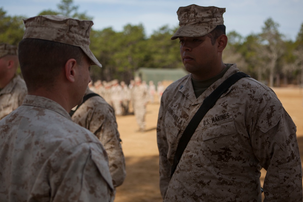 2d Transportation Support Battalion Marines are awarded for participating in Operation Rolling Thunder