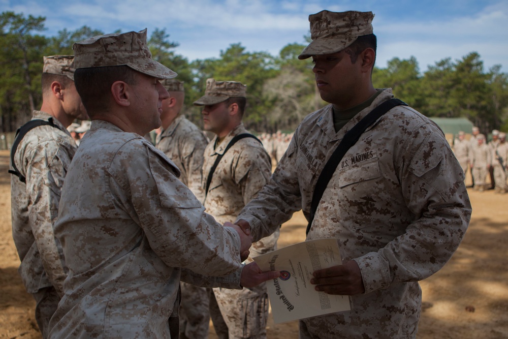 2d Transportation Support Battalion Marines are awarded for participating in Operation Rolling Thunder