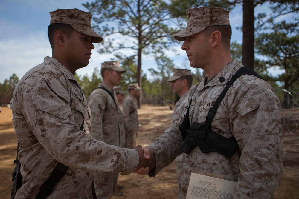 2d Transportation Support Battalion Marines are awarded for participating in Operation Rolling Thunder