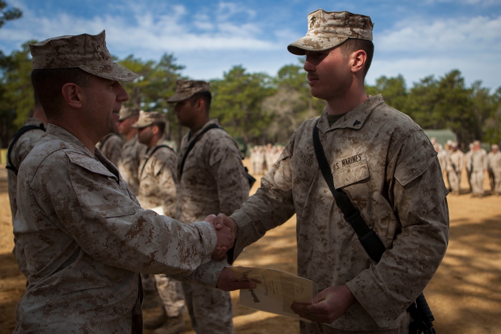 2d Transportation Support Battalion Marines are awarded for participating in Operation Rolling Thunder