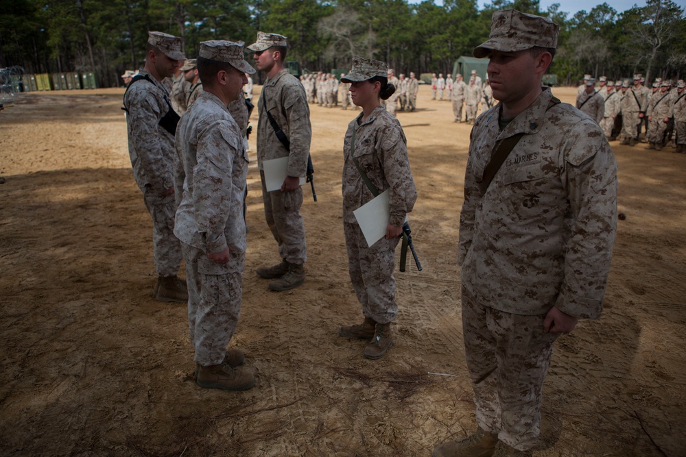 2d Transportation Support Battalion Marines are awarded for participating in Operation Rolling Thunder