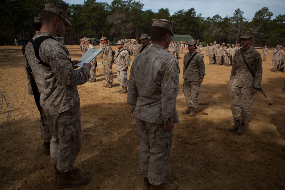 2nd Transportation Support Battalion Marines are awarded for participating in Operation Rolling Thunder