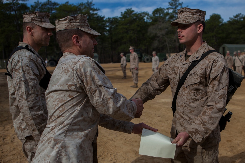 2nd Transportation Support Battalion Marines are awarded for participating in Operation Rolling Thunder