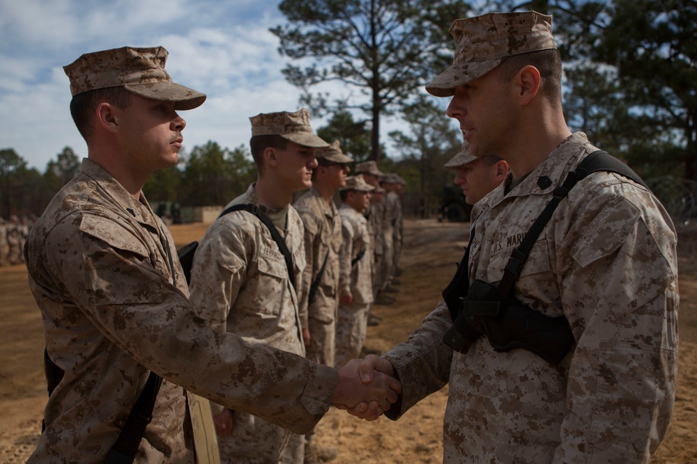 2nd Transportation Support Battalion Marines are awarded for participating in Operation Rolling Thunder