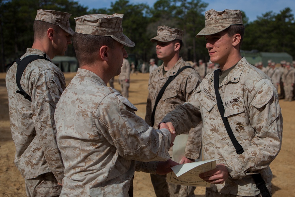 2nd Transportation Support Battalion Marines are awarded for participating in Operation Rolling Thunder