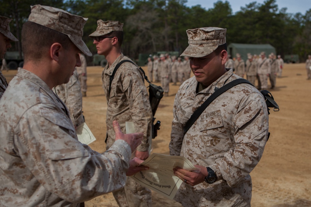 2nd Transportation Support Battalion Marines are awarded for participating in Operation Rolling Thunder