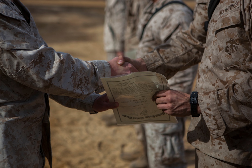 2nd Transportation Support Battalion Marines are awarded for participating in Operation Rolling Thunder