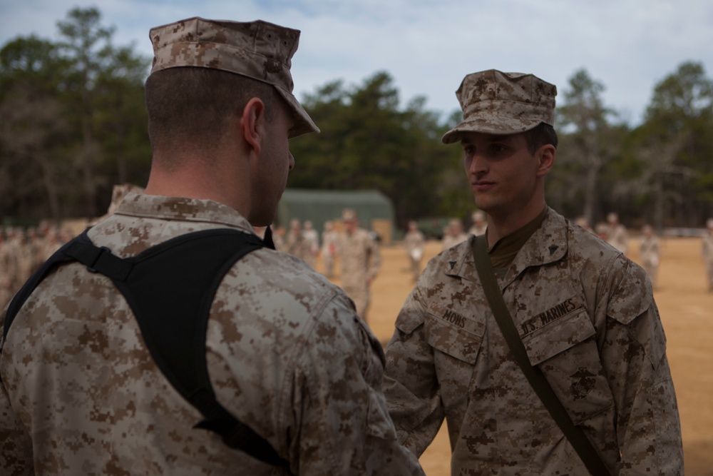 2nd Transportation Support Battalion Marines are awarded for participating in Operation Rolling Thunder