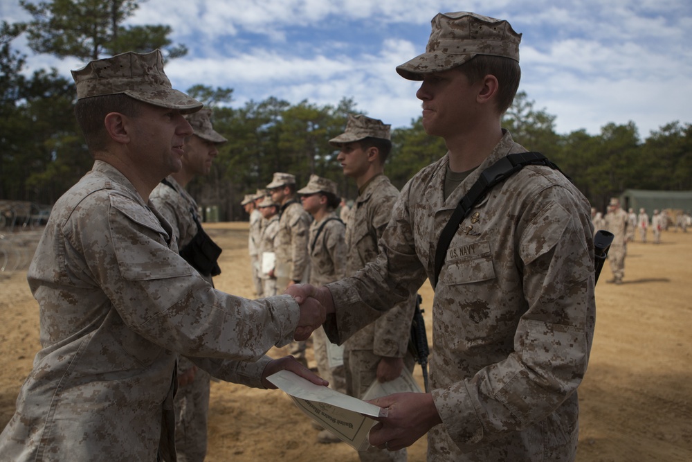 2nd Transportation Support Battalion Marines are awarded for participating in Operation Rolling Thunder