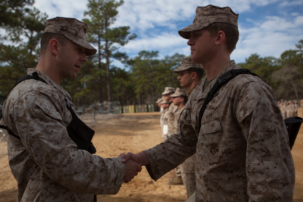 2nd Transportation Support Battalion Marines are awarded for participating in Operation Rolling Thunder