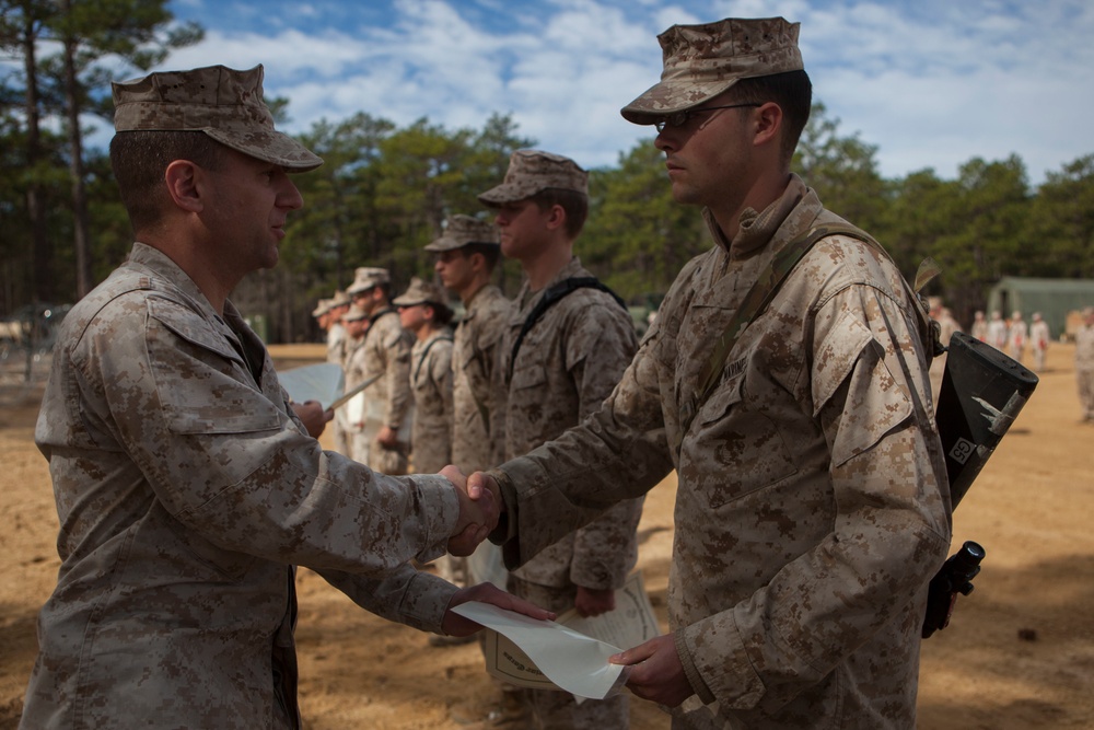 2nd Transportation Support Battalion Marines are awarded for participating in Operation Rolling Thunder