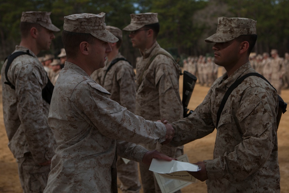 2nd Transportation Support Battalion Marines are awarded for participating in Operation Rolling Thunder