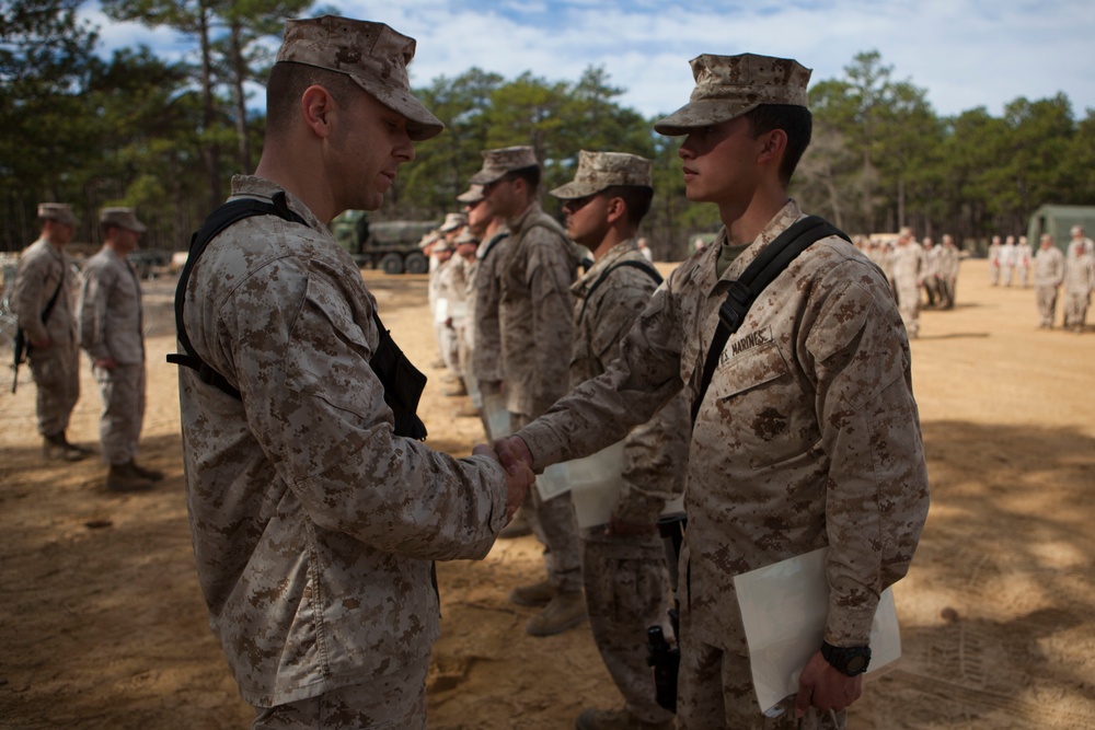 2nd Transportation Support Battalion Marines are awarded for participating in Operation Rolling Thunder