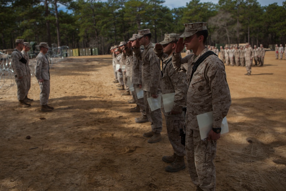 2nd Transportation Support Battalion Marines are awarded for participating in Operation Rolling Thunder