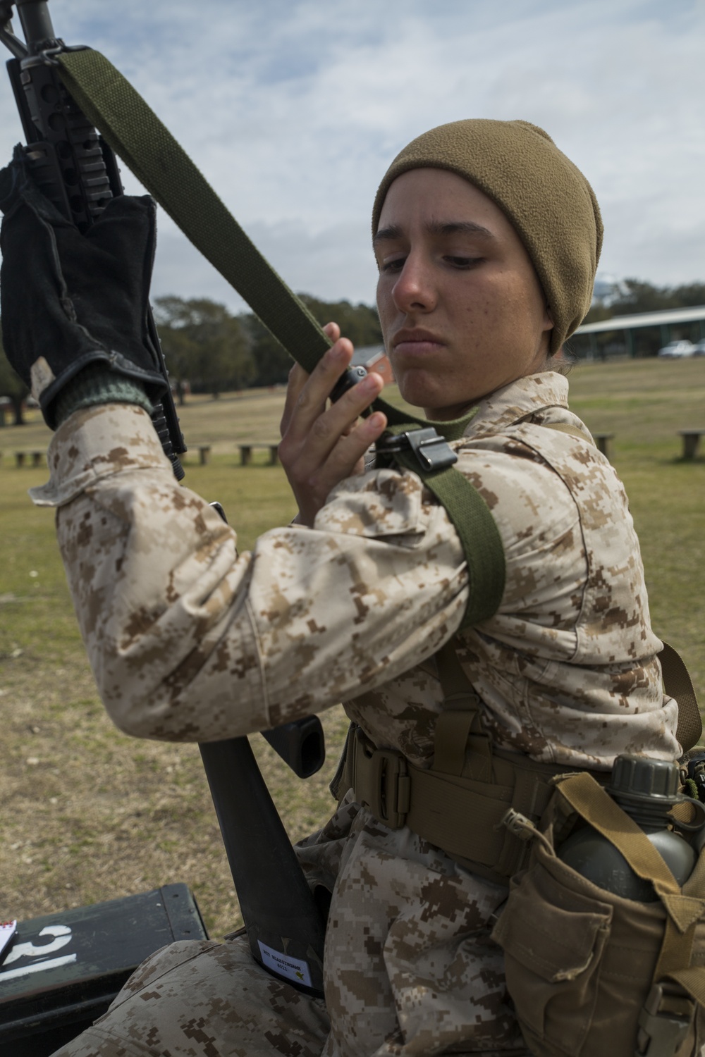 Marine recruits practice marksmanship fundamentals on Parris Island