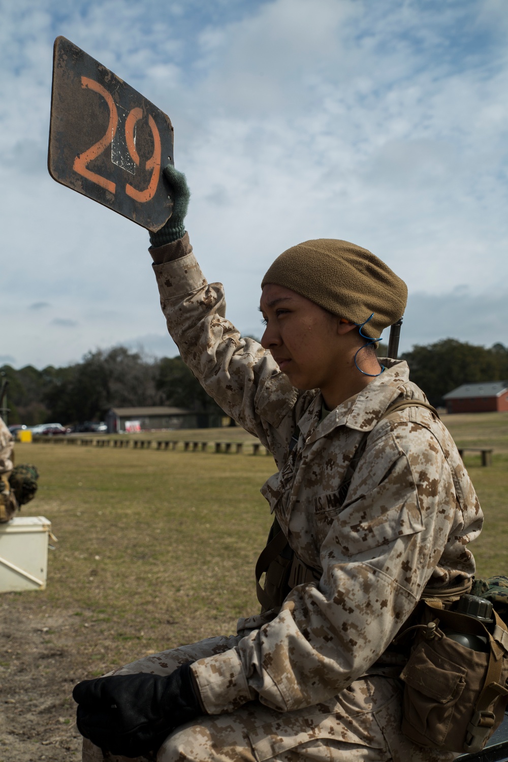 Marine recruits practice marksmanship fundamentals on Parris Island