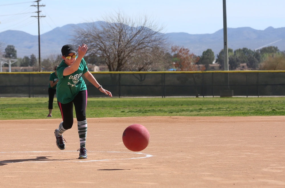 Spouses go toe-to-toe in kickball league