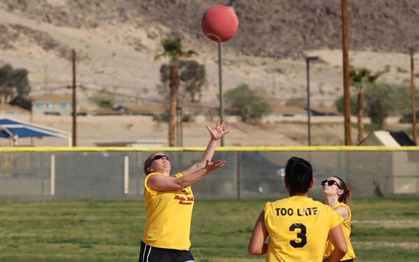 Spouses go toe-to-toe in kickball league