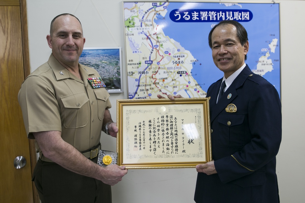 Camp Courtney commander honored by Uruma City Police Department