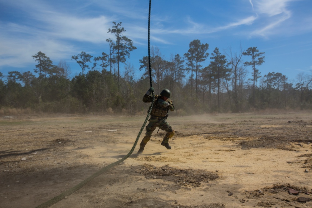 Netherlands Marines conduct fast rope exercise