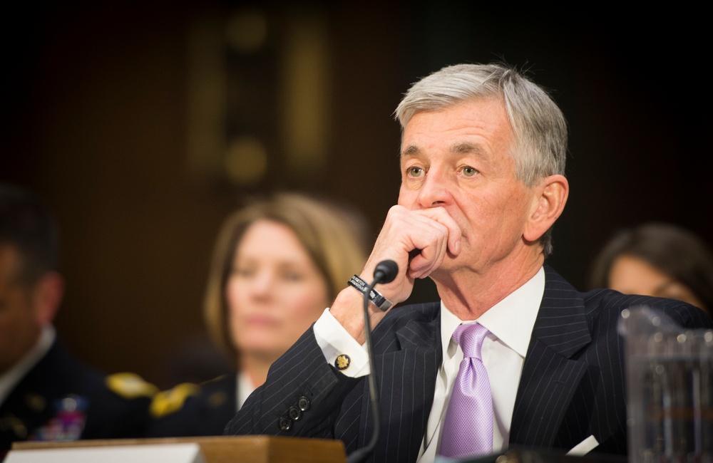 Secretary of the Army delivers comments during 2015 Senate Armed Services Committee hearings