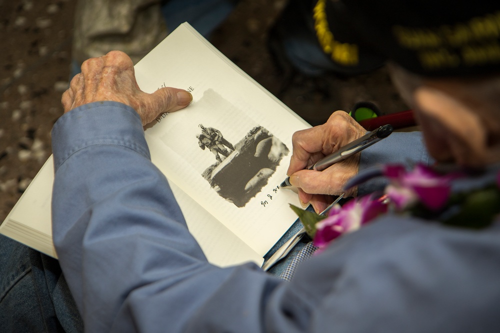 Marines greet WWII vet