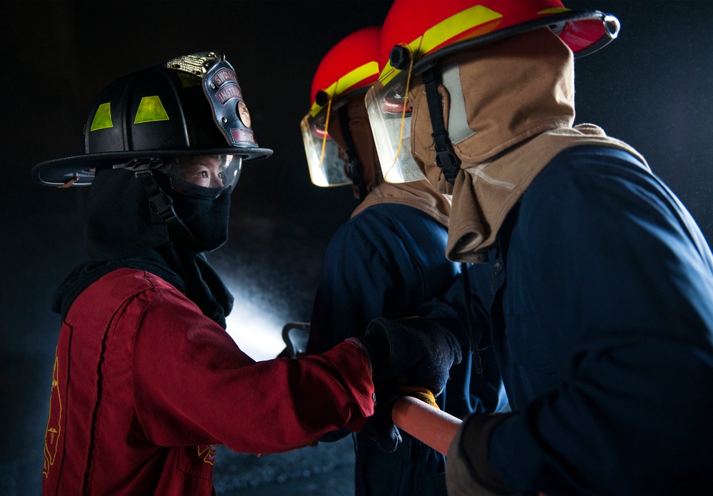 Firefighting evolution at Joint Base Pearl Harbor-Hickam