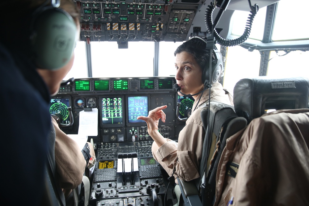 KC-130 performs mid-air refueling over Beaufort